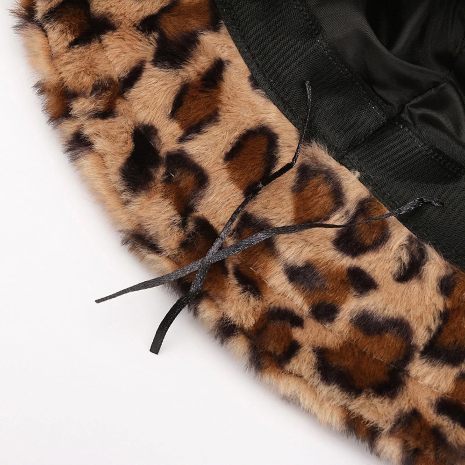 Leopard Print Faux Fur Bucket Hat