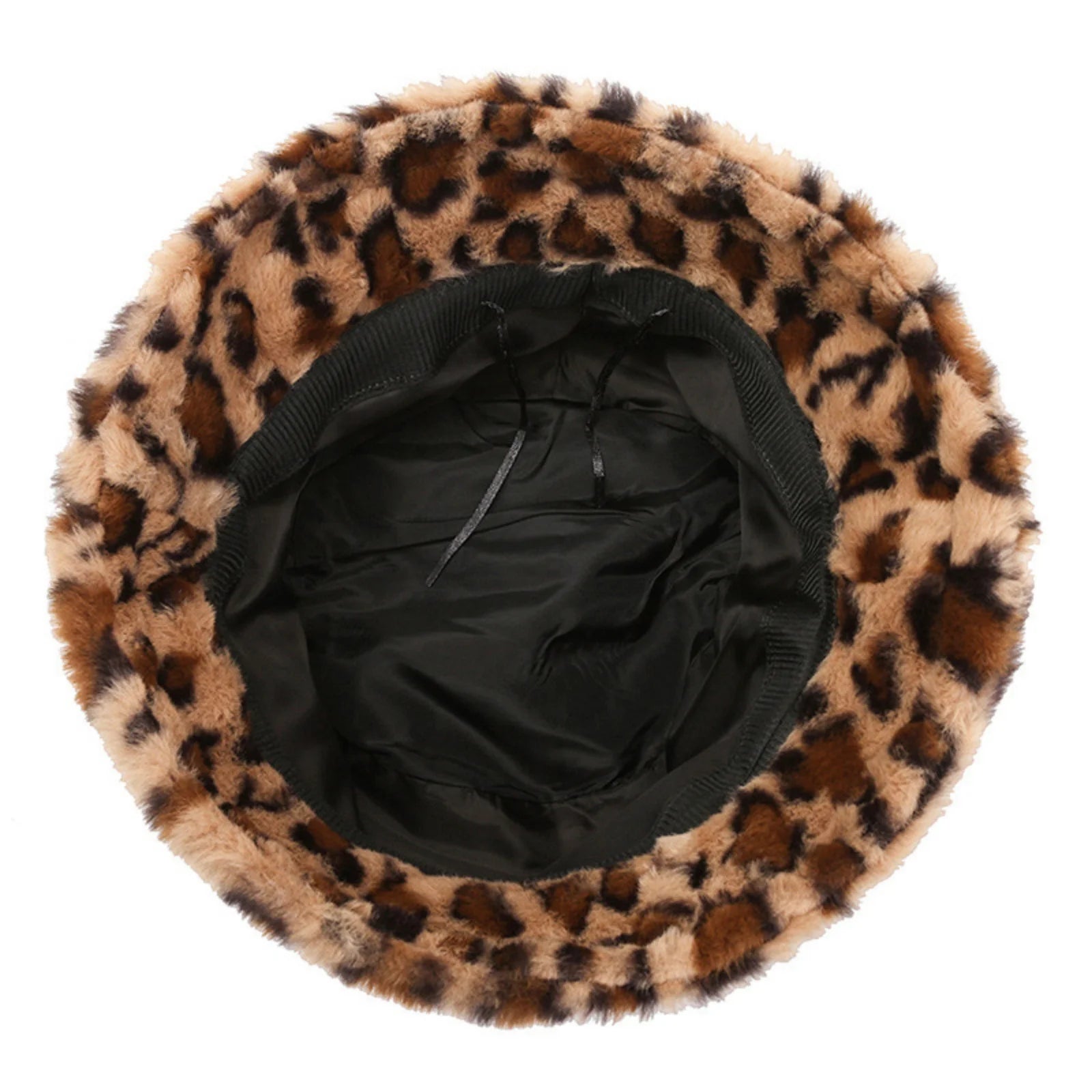 Leopard Print Faux Fur Bucket Hat